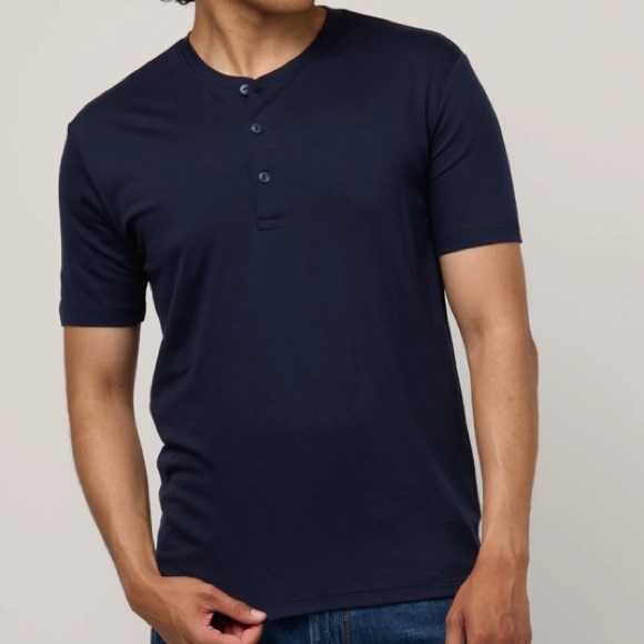Wool & Prince Signature Short Sleeve Henley Merino Wool Blend Shirt Knit Top - Picture 1 of 4